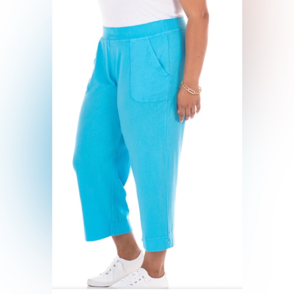 Fresh Produce | Turquoise Drawstring Getaway Clam Digger Pants - sz3X $69